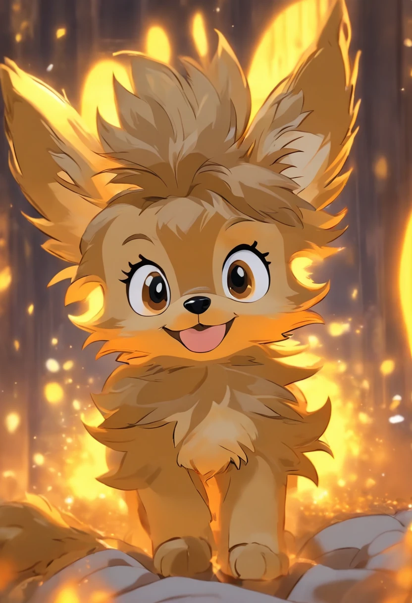 (the whole body is gray and golden:1.8),light gray and light golden miniature Yorkshire, dog,on a couch,Looking at the camera,(Face Bow:1.5),Looks like a lot of fun,biologically correct, ears up, slightly turned head to the side