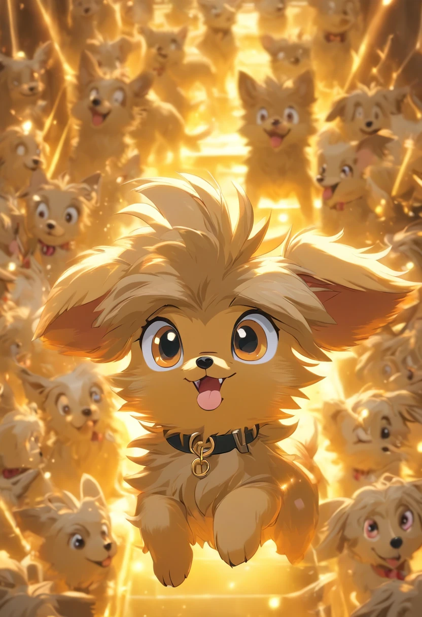 (the whole body is gray and golden:1.8),light gray and light golden miniature Yorkshire, dog,on a couch,Looking at the camera,(Face Bow:1.5),Looks like a lot of fun,biologically correct, ears up, slightly turned head to the side