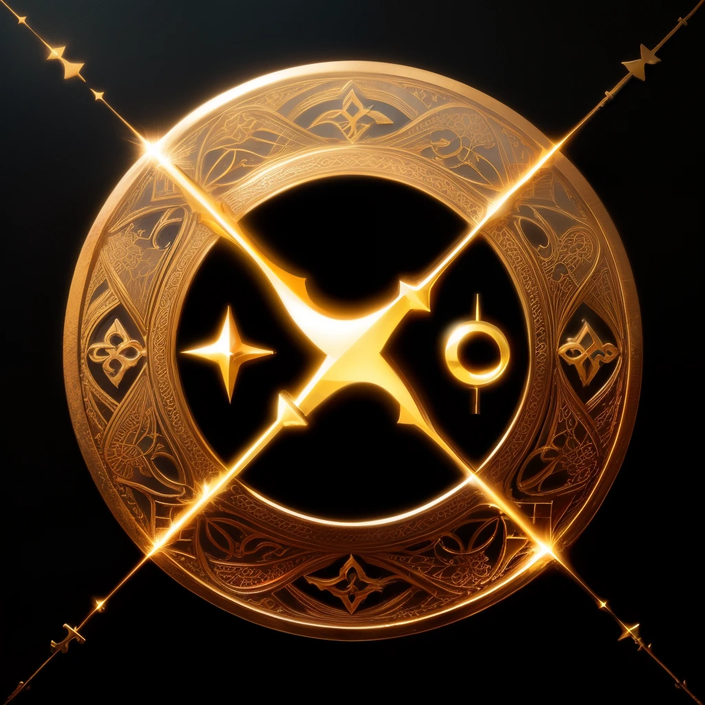 A mystical emblem merging a crescent moon and a stylized key
