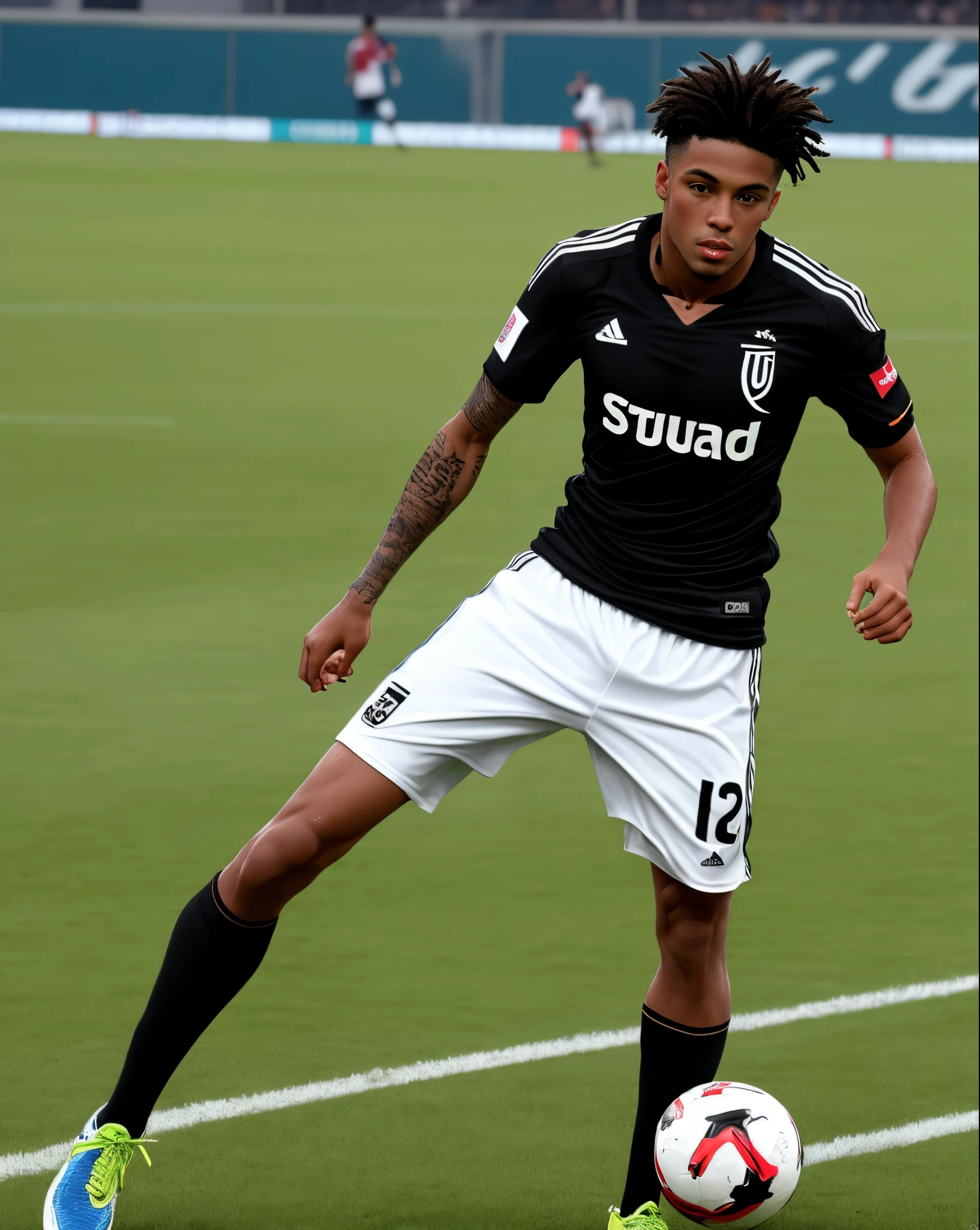 Foto na melhor qualidade, homem 18 anos, de pele negra, pelos nas pernas , lying on the sofa, de pernas abertas,de camisa vermelha , do flamengo,sem cueca, big penis, corpo gordinho e detalhado, 