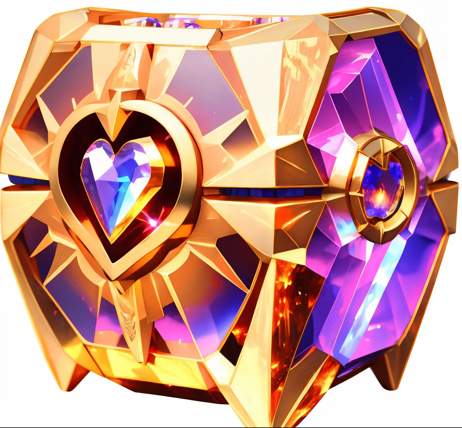 Close-up of brown and gold heart-shaped object, heartstone, heartstone original art style, 8k highly detailed ❤🔥 🔥 💀 🤖 🚀, profile picture 1024px, loot box, Mu Xin is in the center, 8k highly detailed ❤️🔥 🔥 💀 🤖 🚀, Gold and brown, climaxing, Hearthstone art style, Treasure Artifact
