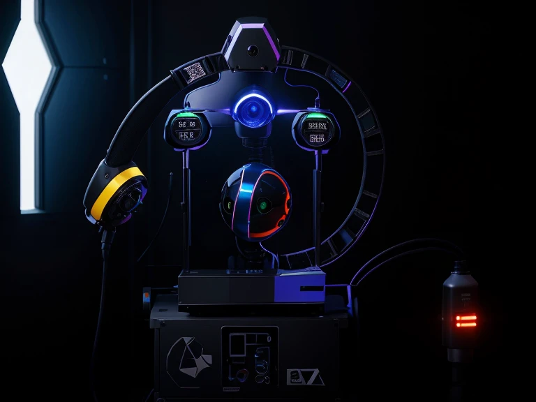 tech lab,Colorful robot,Endless realism,three dimensional,A sense of future technology,white backgrounid