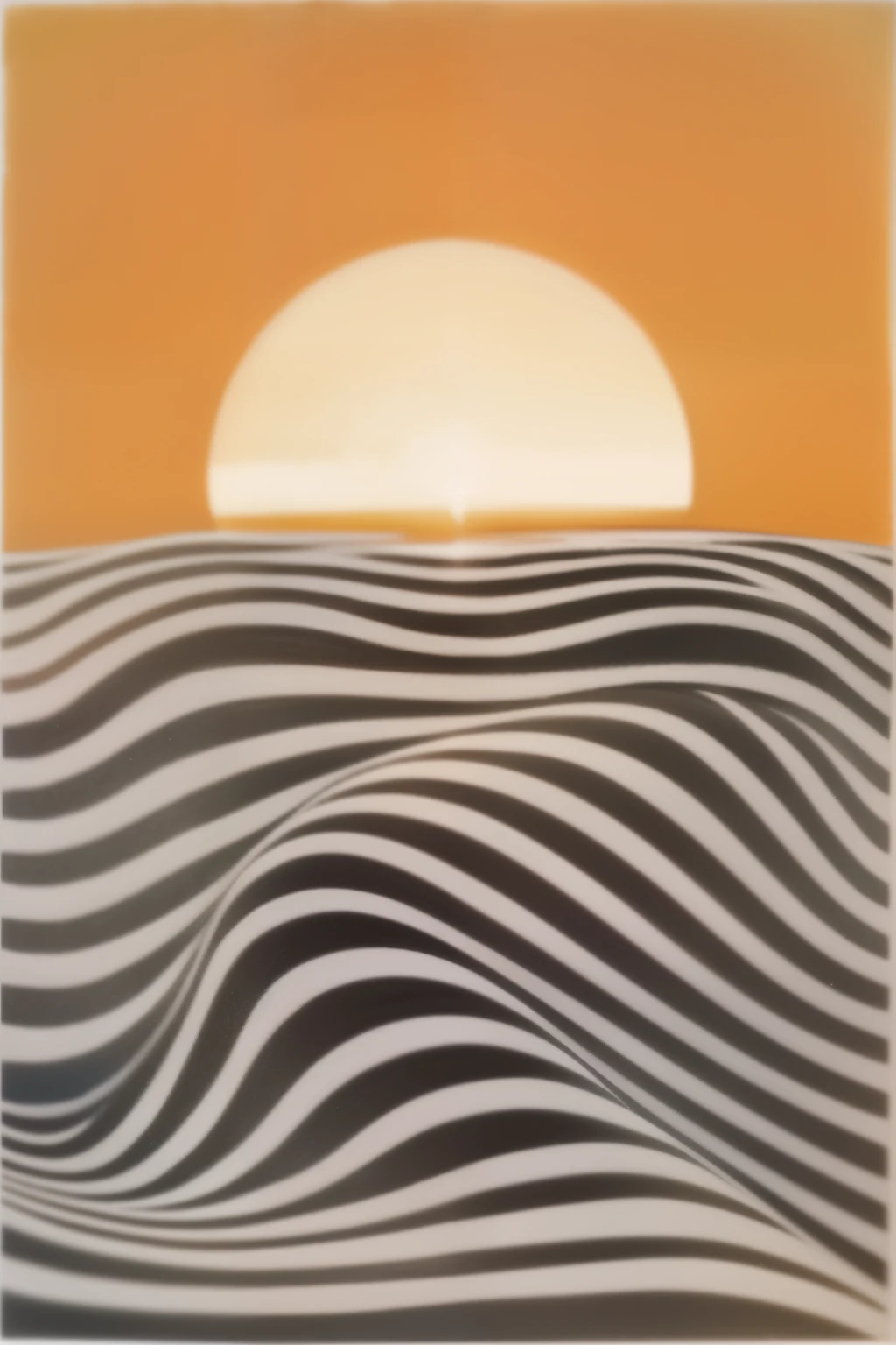 A painting of sunset over a body of water，with wavy pattern, Inspired by Josse Lieferinxe, Medieval art, inspired by christo, Inspired by Kay Sage, 70s poster, 2022, 2 0 2 2, Stanley Donwood style, Stanley Donwood style, abstract surrealist, Stanley Donwood