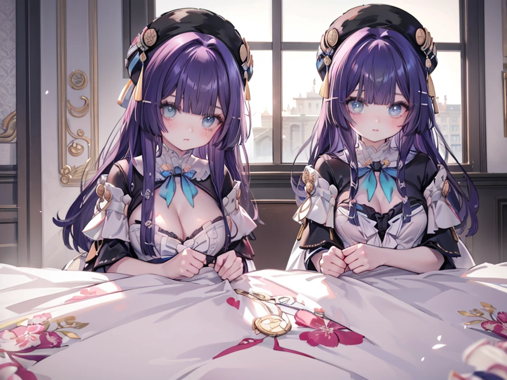 女の子1人、Too large breasts、爆乳、cleavage of the breast、Lolita clothes with lots of ribbons and frills、big ribbon on the head、fluffy and soft hair、Pale atmosphere、cute lolita pink room、Sunshine、Choker on ribbon、I see underwear.、garter belt made of lace、garnet brooch、Too large breasts、Sparkling eyes、heart mark、kawaii、爆乳