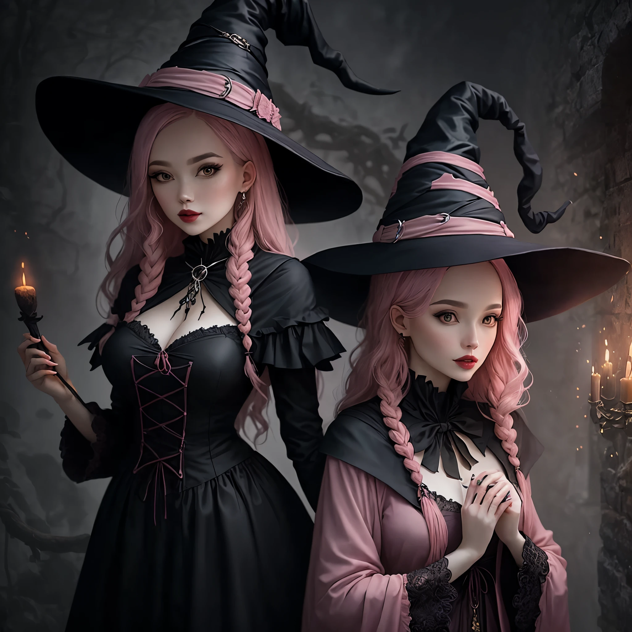 A witch dressed in all pink