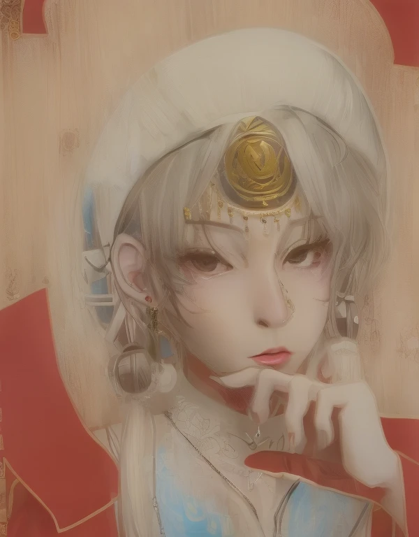 Anime girl wearing hat and necklace holding cigarette, inspired by Tsukioka Yoshitoshi, Very detailed and beautiful fan art, Exquisite androgynous prince, Inspired by Hirohiko Araki, Beautiful hermaphroditic prince, Inspired by Hiroshi Isoda, Caleb plays key role, Inspired by Hoichi Sakai, Boris Vallejo. Eighth Route Walker,ancient Taoist priest