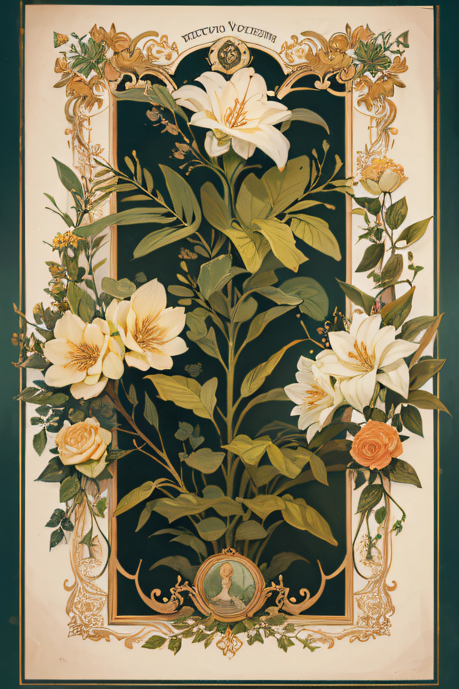 Vintage Victorian style Accurate plant encyclopedia (Best quality:1.2), (Detailed pubic hair:1.2), (tmasterpiece:1.2), Vintage botanical illustration of flowers