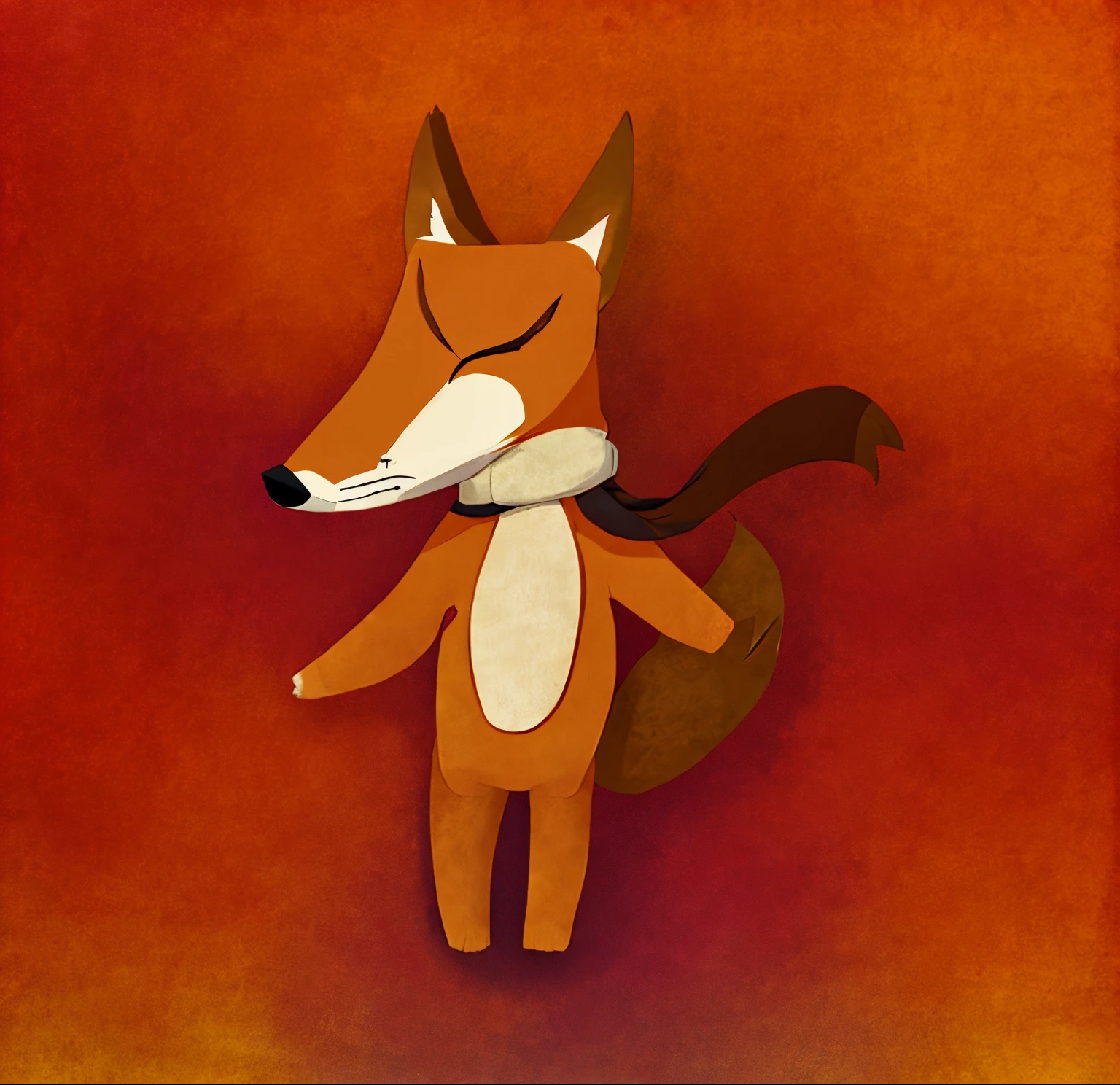 drawing of a fox with a scarf on its neck, an anthropomorphic fox, anthropomorphic fox, an anthro fox, stylised fox - like appearance, anthropomorphic wolf, an anthropomorphic wolf, portrait of an anthro fox, an anthro wolf, whimsical fox, an anthropomorphic cyberpunk fox