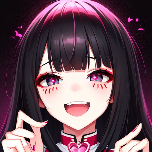 1girl, ahegao, heart pupils, black and white, bangs hairstyle, in love, drooling, face portrait, big eyes, laughing