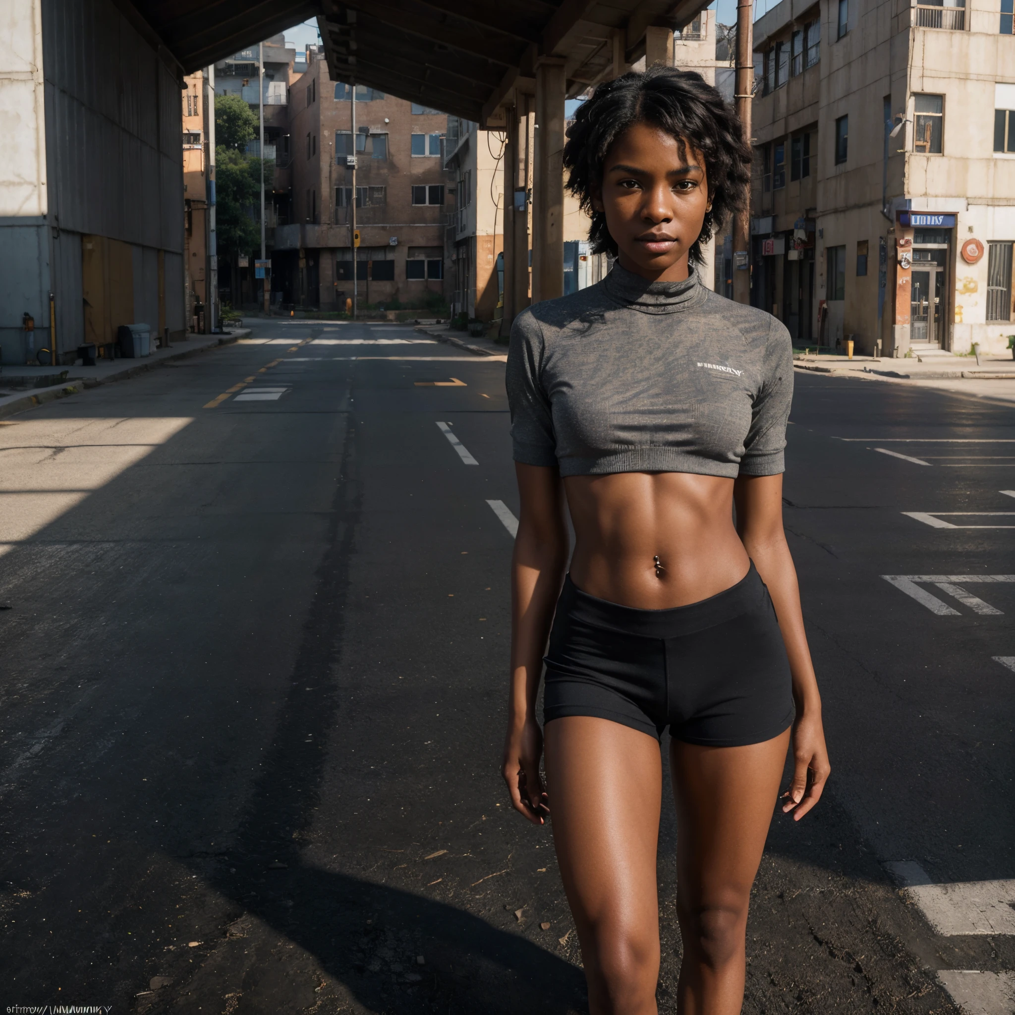 an african american woman in streets of new york, wearing Mossy Oak camouflage, (supermodel pose), (from front:1.5), bokeh <lora:add_detail:0.8> <lora:[US]_-_Gloria_Hendry:1> mt-gloriahendry