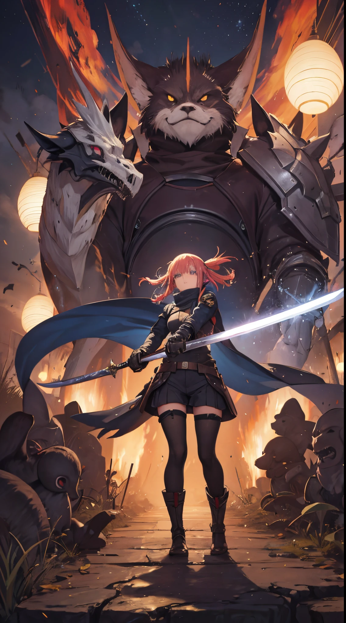 Nino Nakano,armadura de juego dauntless,yermo bosqueso,wielding large two-handed sword,monstruos