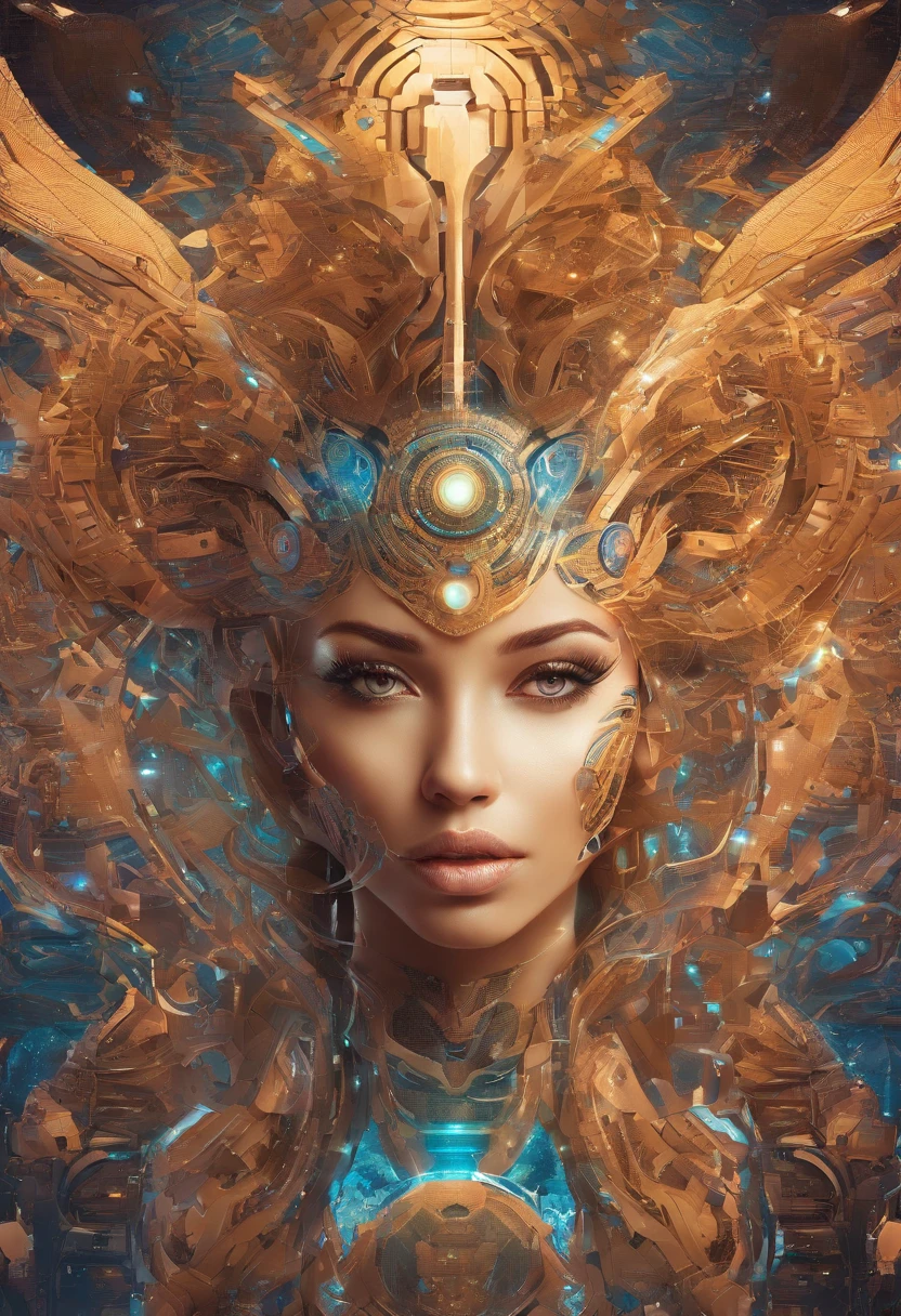 Stunning, insanely handsome 40 years old Brazilian Man God of Multiverse, Impossing, fitted Athletic Body, Suntan Skin, Wearing Egyptian Jewels Futuristic Cut Armor with Bracelets and with Intricate Isometric Fluid Galaxy Bioluminescence Effects, symmetrical, with Galaxies orbiting his perfect body, perfect detailed face, detailed symmetric circular honey iris pupils, ((Gorgeous Long light brown Fluid Hair)), Realistic, intricately detailed, cinematic, Isometric, awesome full color, gritty, mucha, klimt, 16k, hight definition, cinematic, neoprene, behance contest winner, portrait featured on unsplash, smooth, ultra high definition, ultra sharp focus, intricate artwork masterpiece, ominous, epic, TanvirTamim, trending on artstation, highly detailed, vibrant