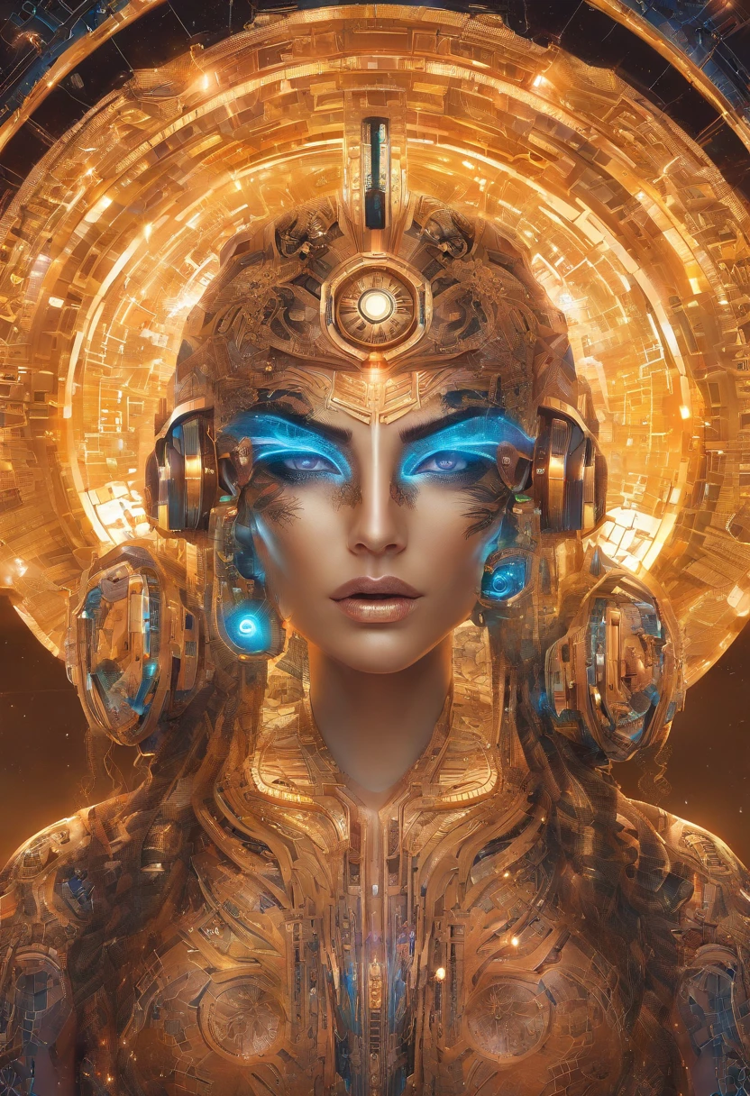 Stunning, insanely handsome 40 years old Brazilian Man God of Multiverse, Impossing, fitted Athletic Body, Suntan Skin, Wearing Egyptian Jewels Futuristic Cut Armor with Bracelets and with Intricate Isometric Fluid Galaxy Bioluminescence Effects, symmetrical, with Galaxies orbiting his perfect body, perfect detailed face, detailed symmetric circular honey iris pupils, ((Gorgeous Long light brown Fluid Hair)), Realistic, intricately detailed, cinematic, Isometric, awesome full color, gritty, mucha, klimt, 16k, hight definition, cinematic, neoprene, behance contest winner, portrait featured on unsplash, smooth, ultra high definition, ultra sharp focus, intricate artwork masterpiece, ominous, epic, TanvirTamim, trending on artstation, highly detailed, vibrant