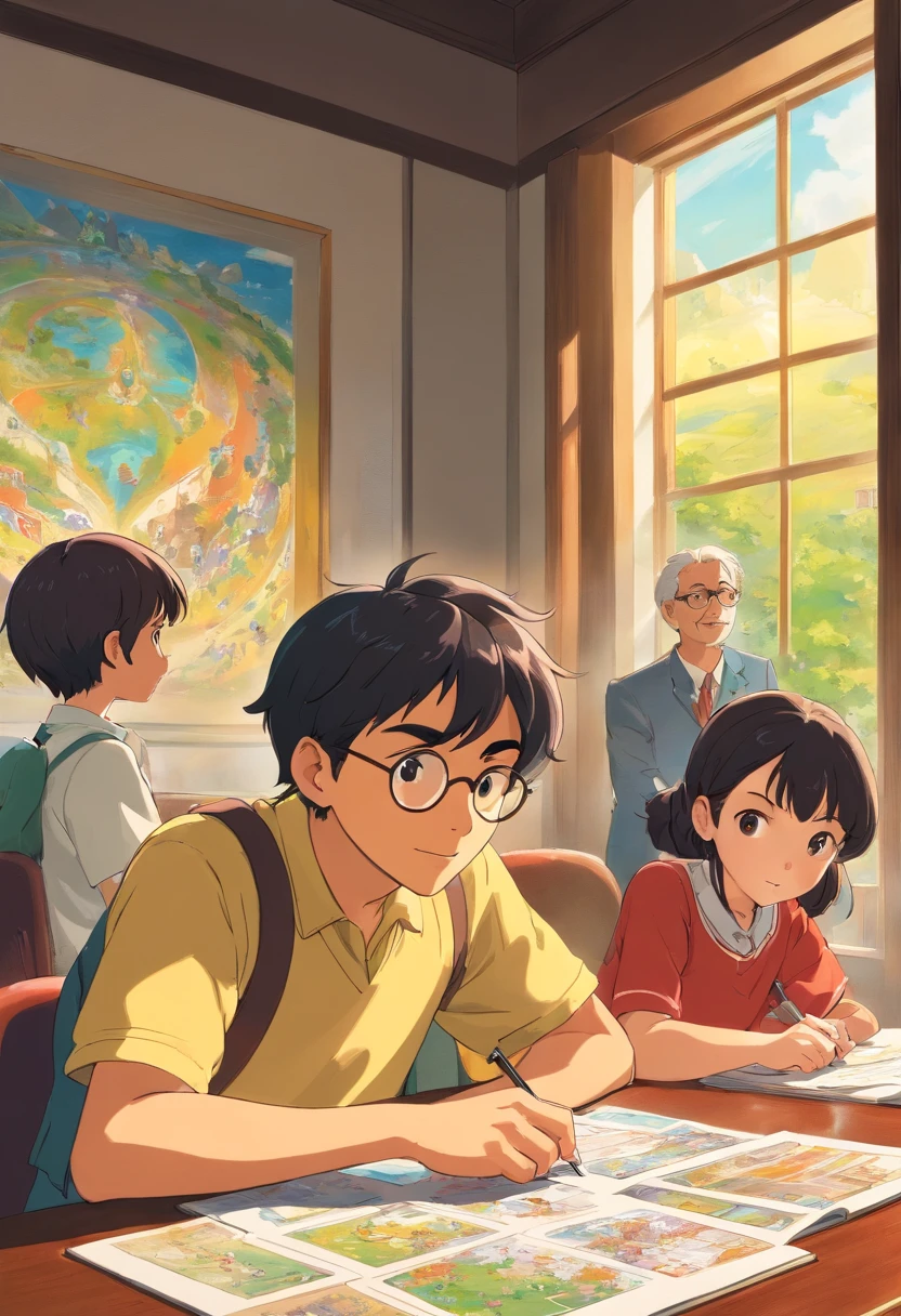 Francis Chandra in the boardroom with some kids planning for an event