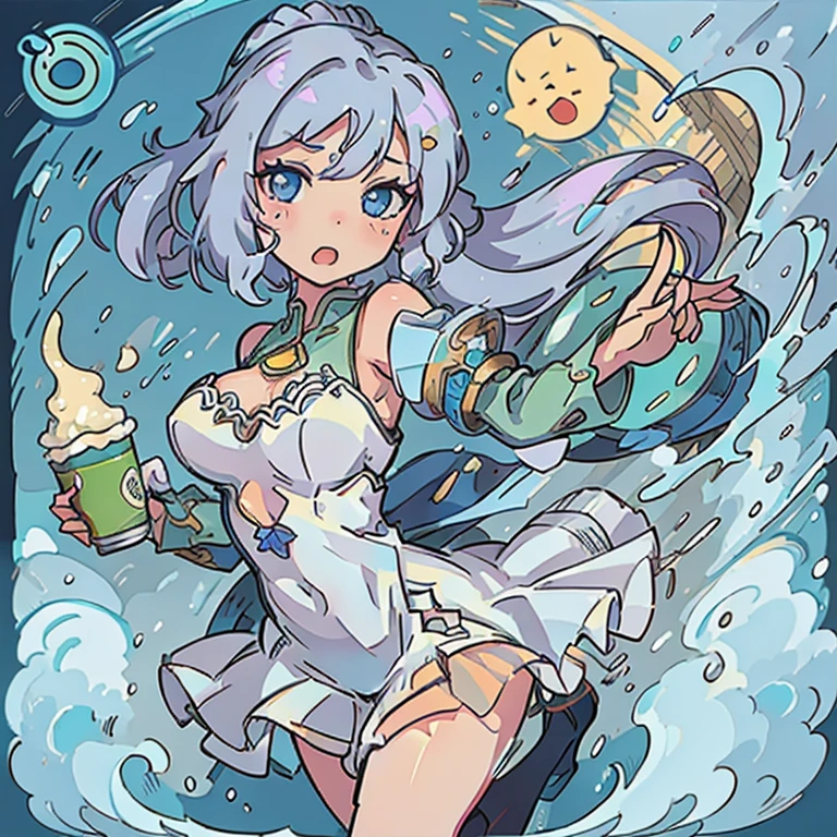 Character anime girl, manhwa, intricate design, dew drops