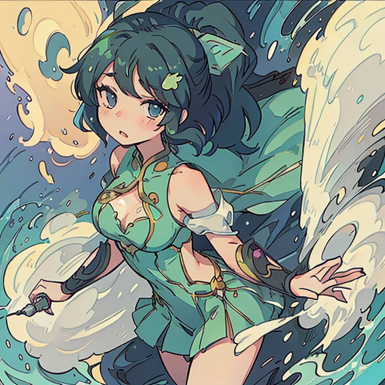 Character anime girl, manhwa, intricate design, dew drops