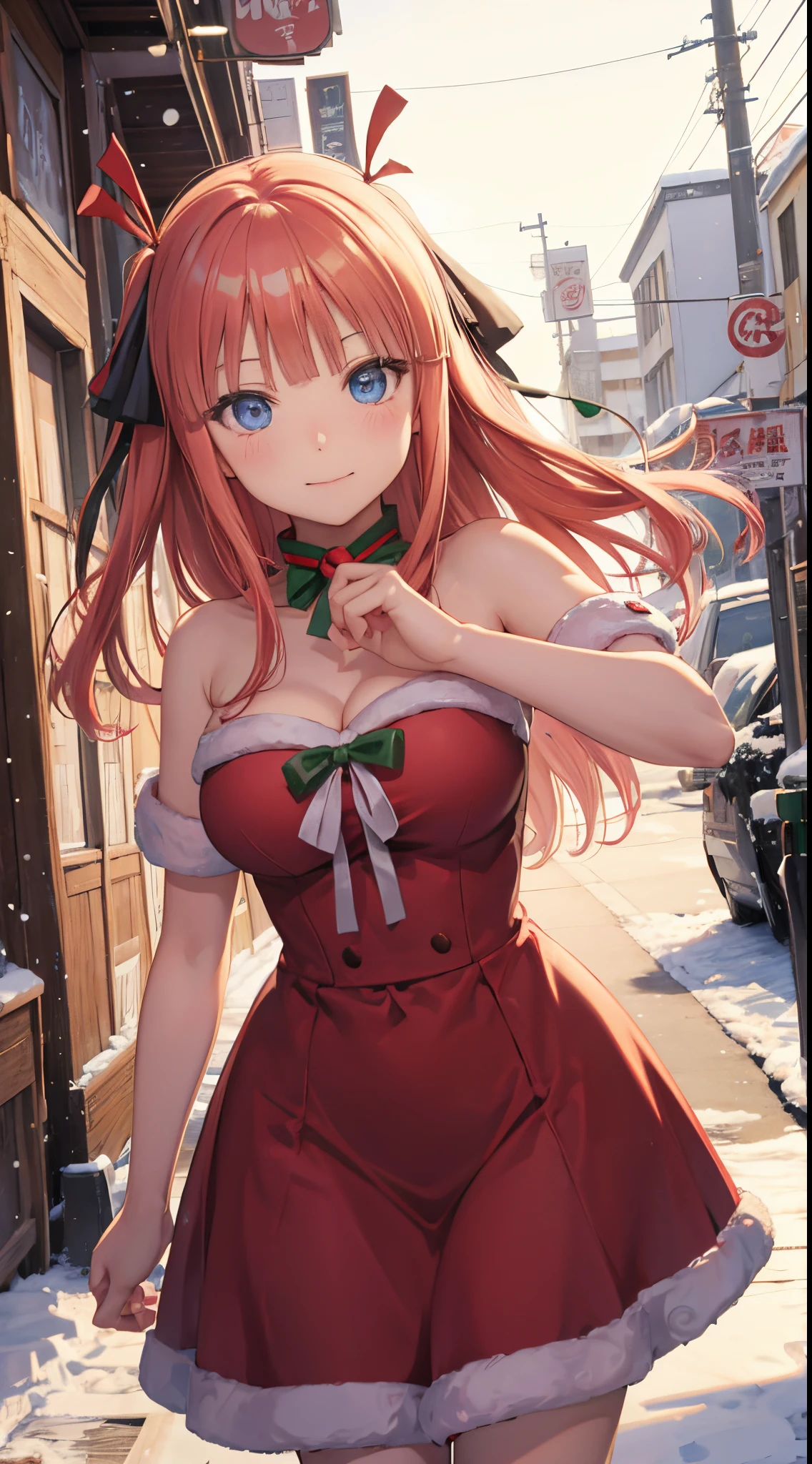 Nino Nakano ,manos detalladas,pose sexy,Christmas Dress,casa y pino con regalos