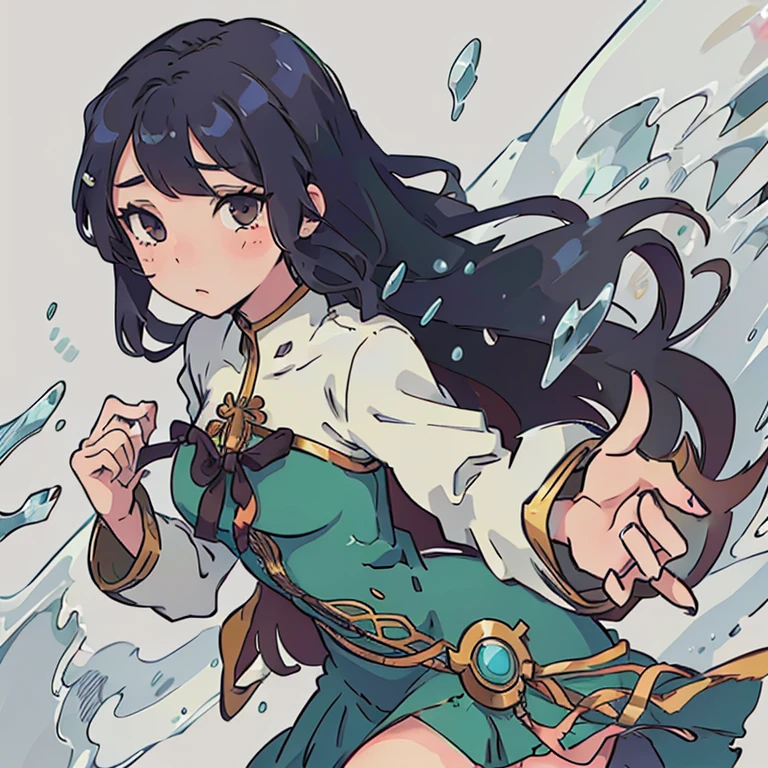 Character anime girl, manhwa, long hair, intricate design, dew drops, Rocio
