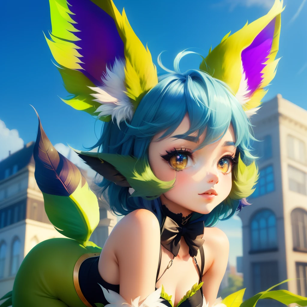 Generate a femboy leafeon based vtuber