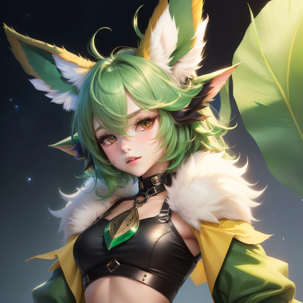 Generate a femboy leafeon based vtuber
