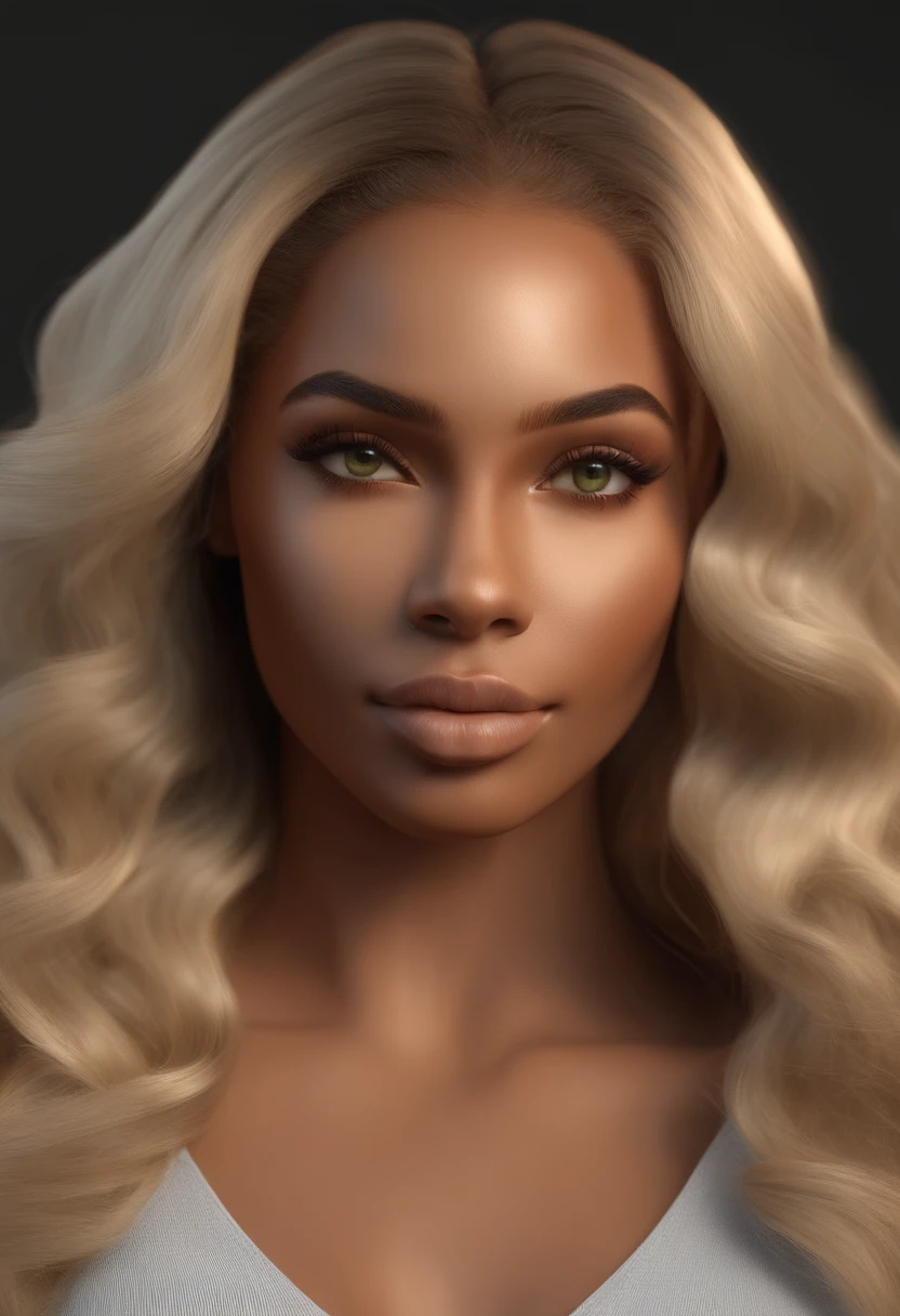 Ultra-realistic image of a beautiful 21-year-old Afro-Latin girl, light Caramel skin, perfect body, strong chest, thin nose, Thin waist, blonde hair, loose wavy hair Caribbean, piercing green eyes. hyper-realistic， correct anatomy Facial features are carefully represented Free loose wavy blonde hair, (yard, loose wavy blonde hair), Long loose wavy blonde hair, versatile hair, yard, loose wavy blonde hair, loose wavy blonde hair, loose wavy hair spread out, loose wavy Hair texture, loose wavy