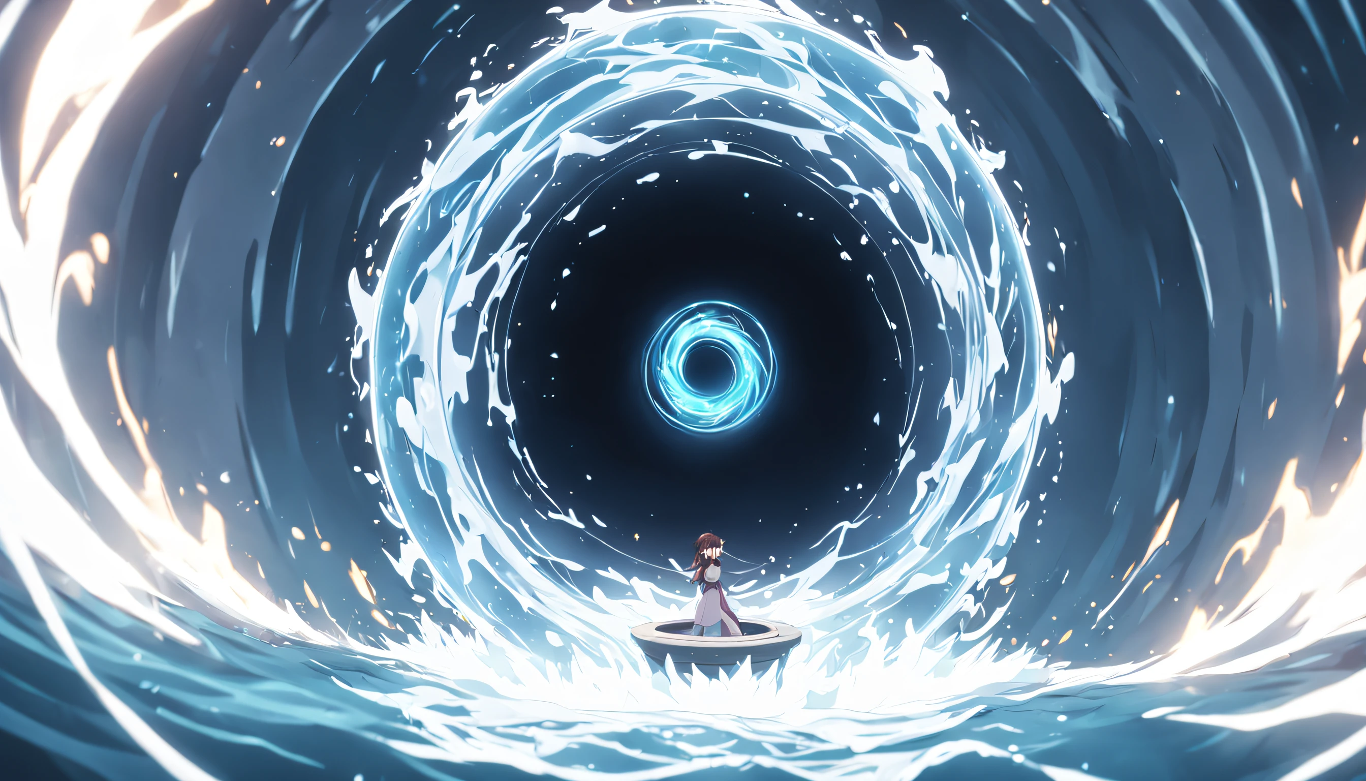 a cinematic still from an anime movie, whirlpool magical portal on a white background, high res, Sony fe 24-70mm f/2.8 gm, 32k UHD, moody lighting, muted cinematic color grading --ar 16:9