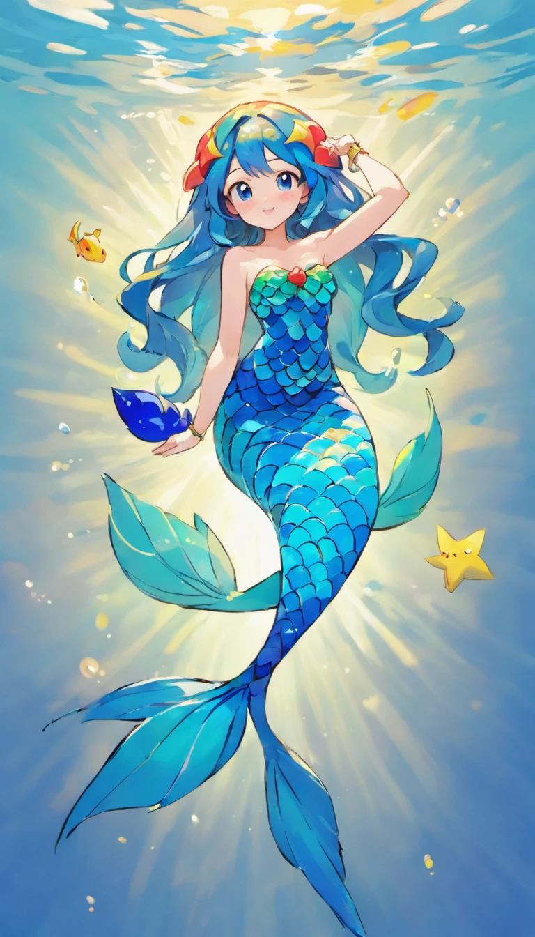 mermaids、Waist-length blue scales