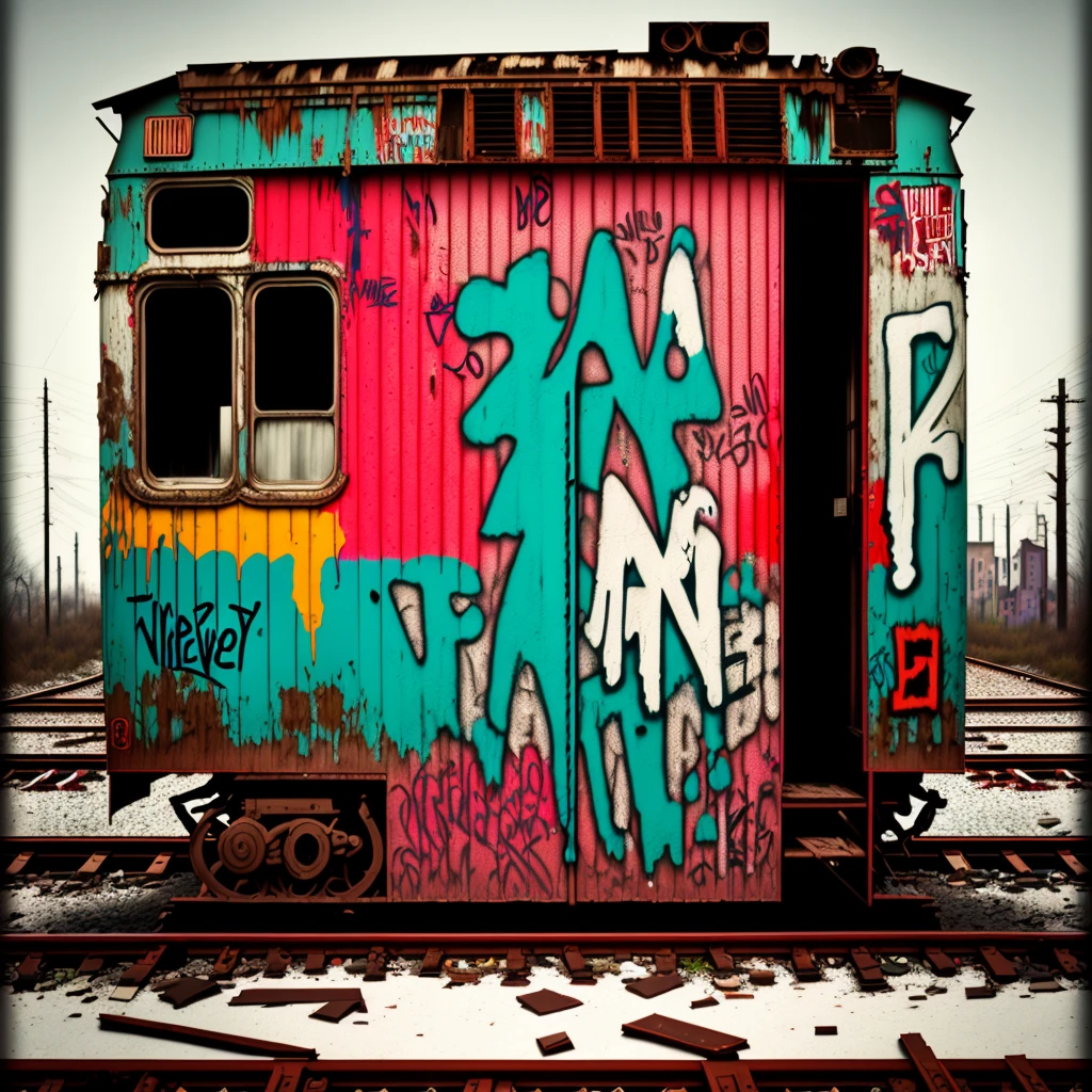 Graffiti spelling “New Jersey” on a abandoned train