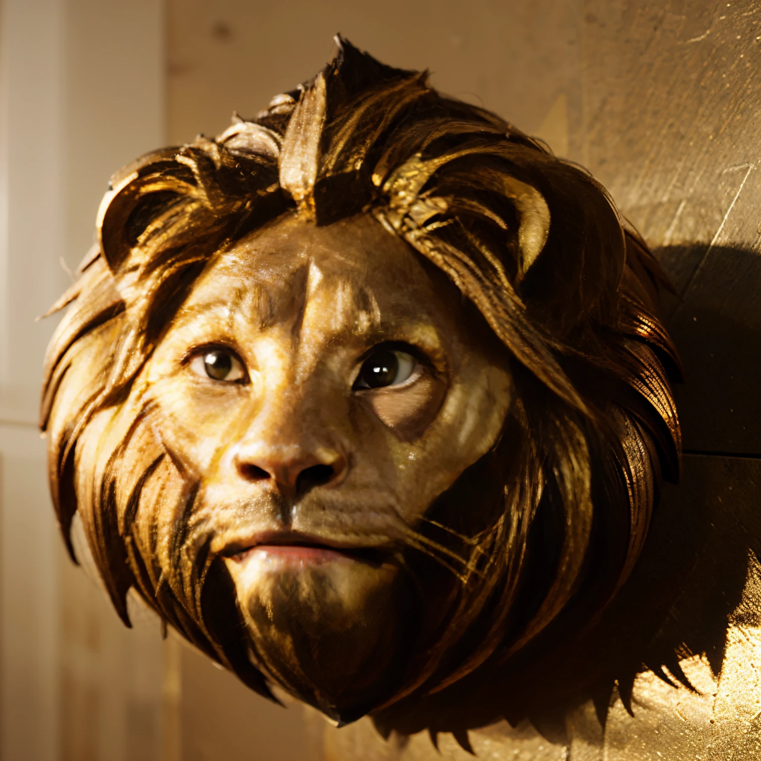Logotipo 3D,,metalizado Dourado,With high resolution lion head 🦁
