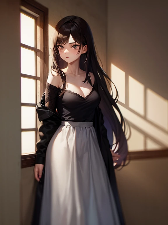 a girl in a long skirt