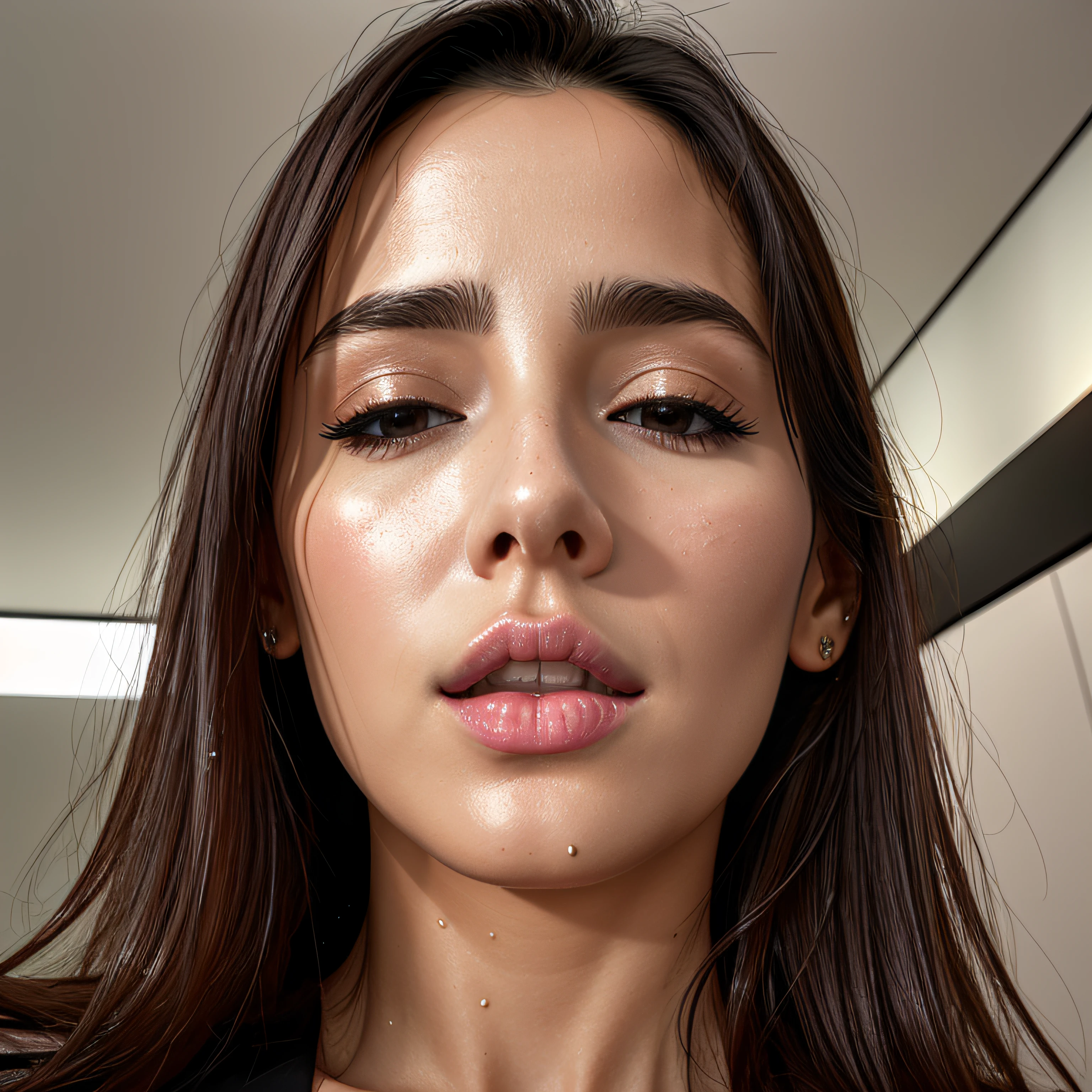1girl in.masutepiece,,award - winning photo, Extremely detailed, sharp focus on eyes, Nose and Mouth,Face Focus, Woman with mouth open and eyes closed, Black camisole、32years old,A dark-haired、Wrinkles in the eyes:1.0、Symmetrical face,Realistic nostrils、Angle from below、elongated C-shaped nostrils,,,,,,,,,,,,,,NSFW,Inside a Chanel store、Lighting that emphasizes skin glowing with sweat、((sharp nose))Skin shiny with sweat、shinny skin、(Trembling girl)vaginal,SEX,Back,wet and shiny lips、Wide-angle lens distortion removal、
