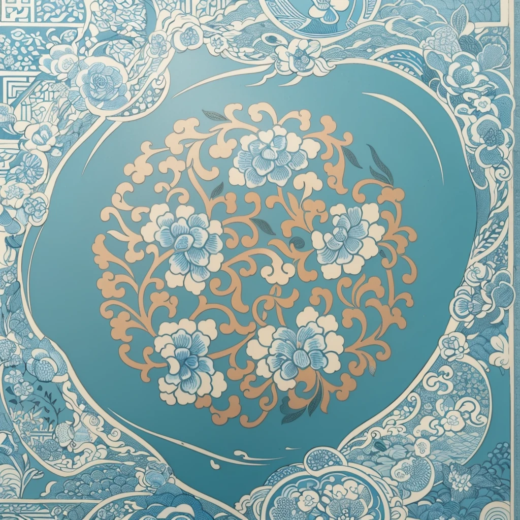 Gorgeous patterns,Chinese motif,Traditional pattern,Blue and white porcelain traditional pattern,Combining geometric patterns with animal and plant patterns