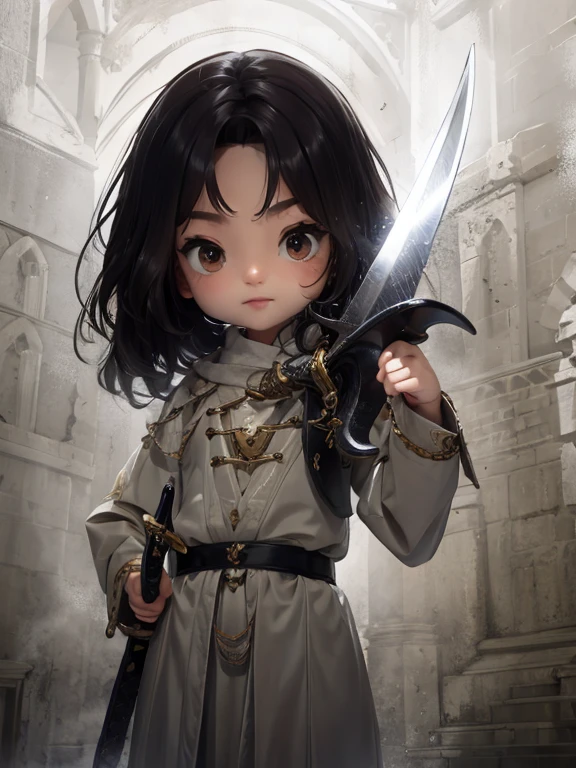 With a sword