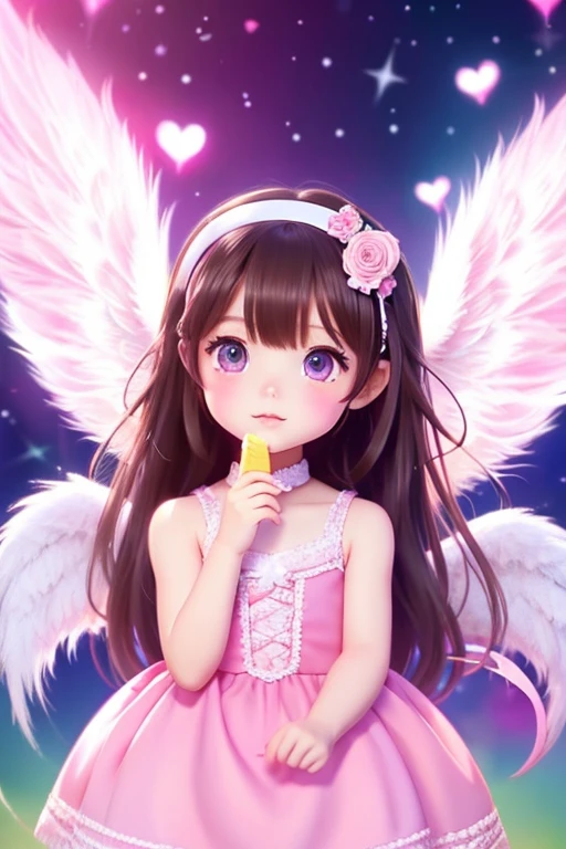 god of love、Pink Angel、Anime style、cute little、pop music、picture book