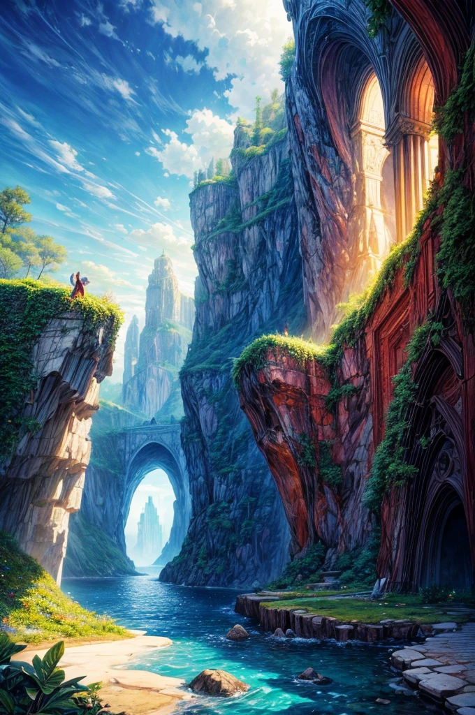 La mejor calidad, Obra maestra, Beautiful wild and natural fantasy landscape with bright lights
