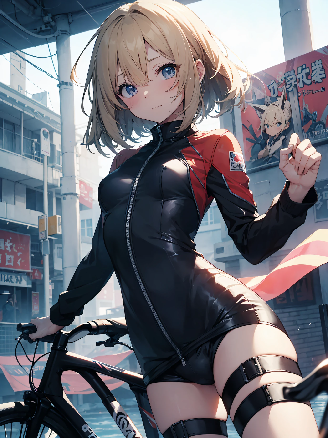 top-quality, anime moe art style,Best Anime 8K Konachan Wallpapers,Pixiv Contest Winner,BREAK,Full limbs, complete fingers, Slender beauty, Solo, Small eyes, embarassed expression,bikesuit, knee high, Bery short hair, hime-cut,
rides a bike,BREAK,Ultra-detailed,High resolution,super detailed skin,8k eye details, (Sexual illustrations:1.2),