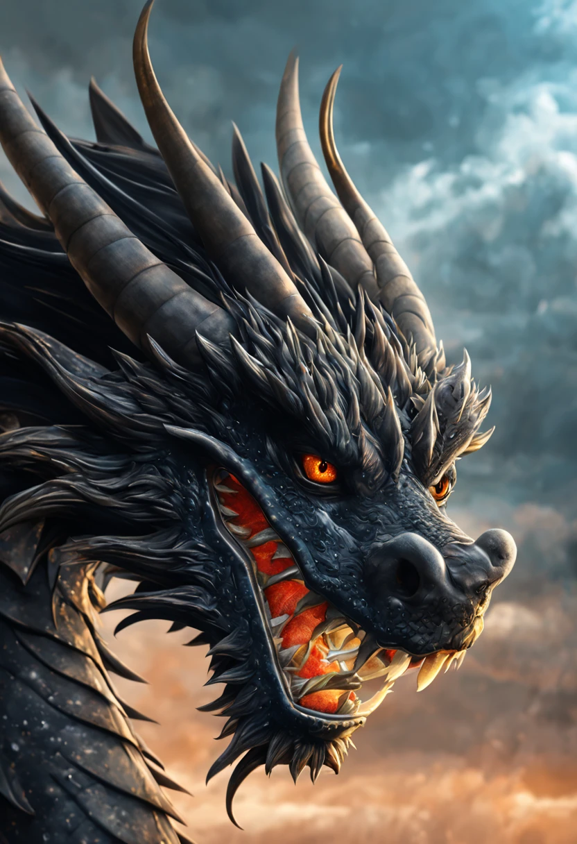 chinesedragon,Black Dragon,There are dragon claws,see the whole body。Sharp eyes,surrounded by black lightning,hovering sky,mito,wonderland,the night,Wind and clouds,realisticlying,starrysky,themoon,hyper HD,Very detailed,tmasterpiece,high qulity,A high resolution,Background bokeh,16k processing,HD --AR 9:16