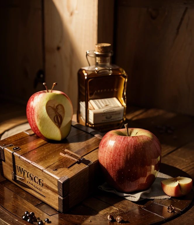 2 apples and friends，expensive whiskey，A wooden box that smells like apples