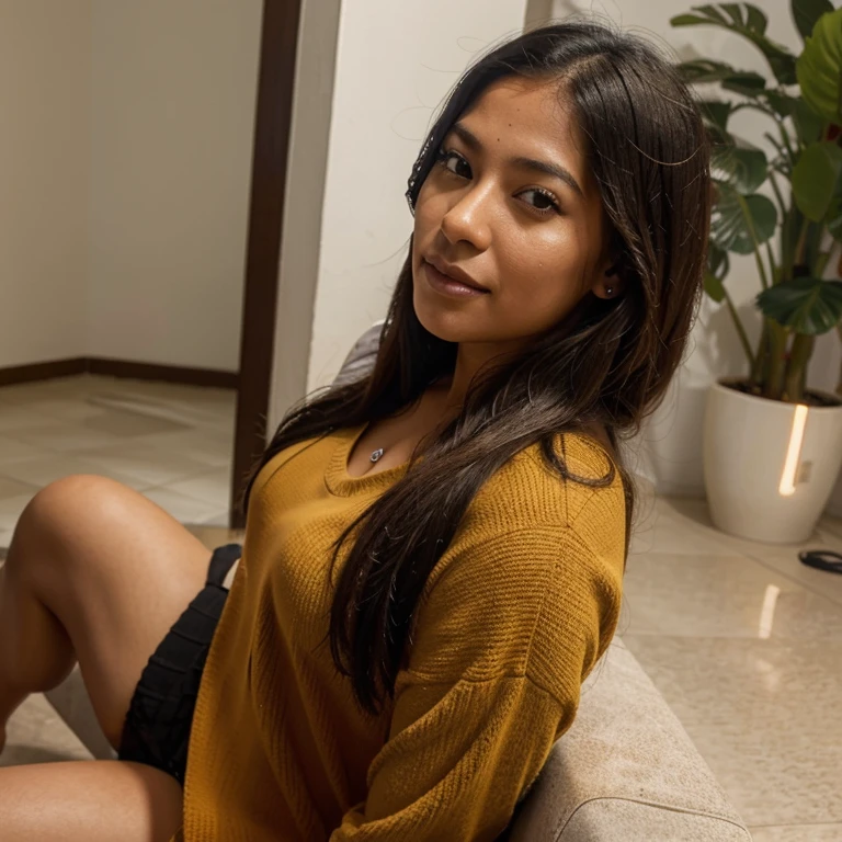 Crear una mujer joven, de ascendencia peruana,  Mostrando su culo