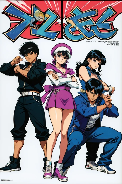 several charactes, manga cover, shonen, design scholar