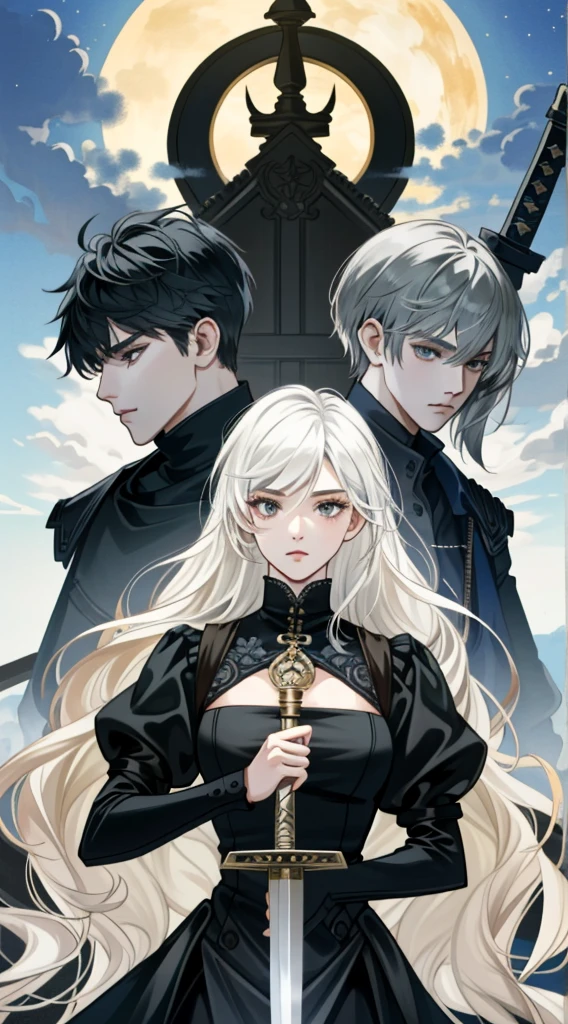 anime girl with white hair and black dress holding a sword, dark fantasy style art, gothic maiden anime girl, Stunning character art, epic exquisite character art, 2b NIER automata, Guweiz on ArtStation Pixiv, Guweiz in Pixiv ArtStation, 8K high quality detailed art, dark fantasy style, Ross Tran 8 K, by Yang J
