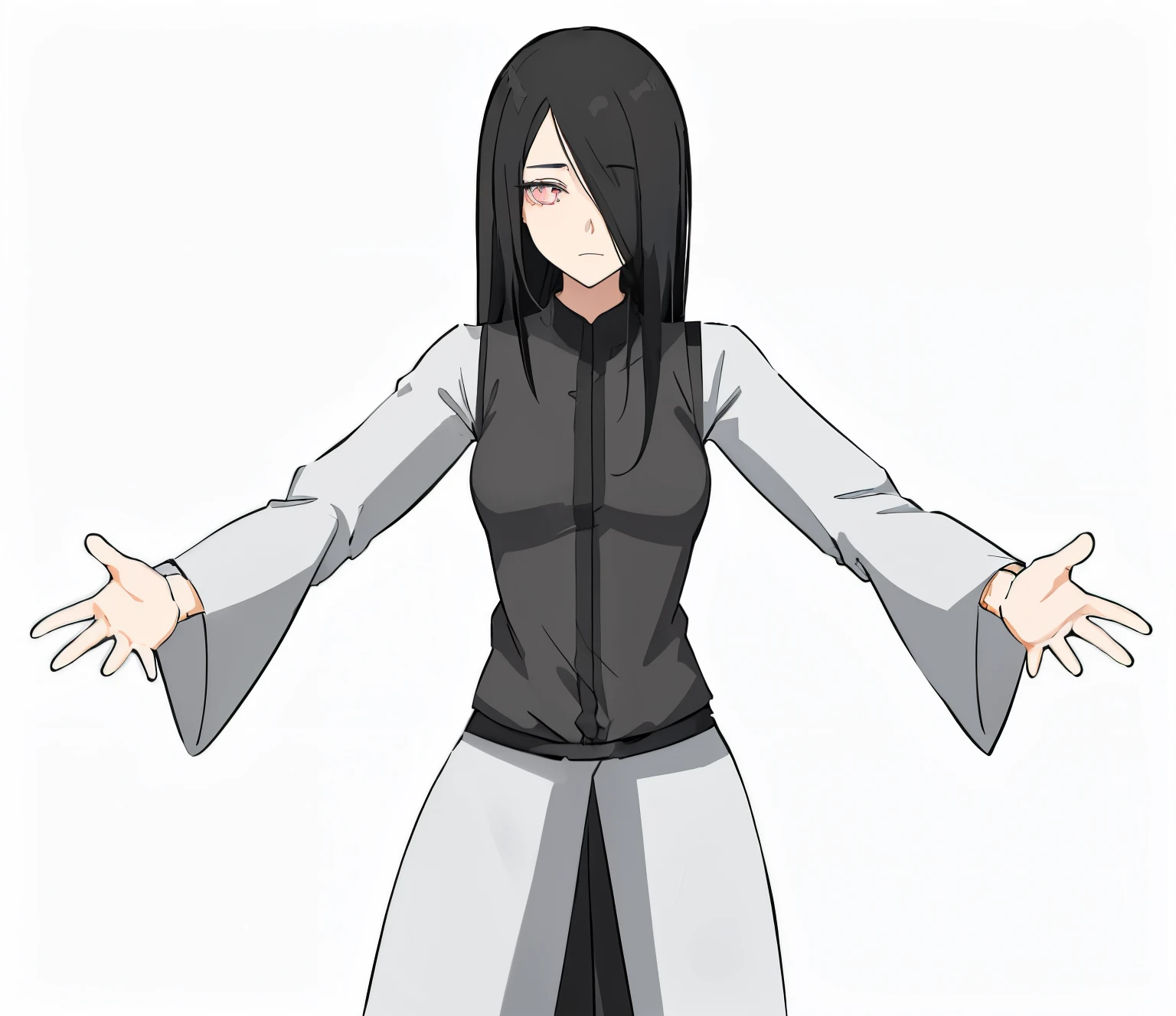 a anime of a woman with long black hair and a white shirt, female anime character, anime style character, anime character, vector shaded anime, as an anime character, hinata hyuga, female action anime girl, anime girl of the future, humanoid form, shrugging arms, in an anime style, anime woman, inspired by Jin Homura