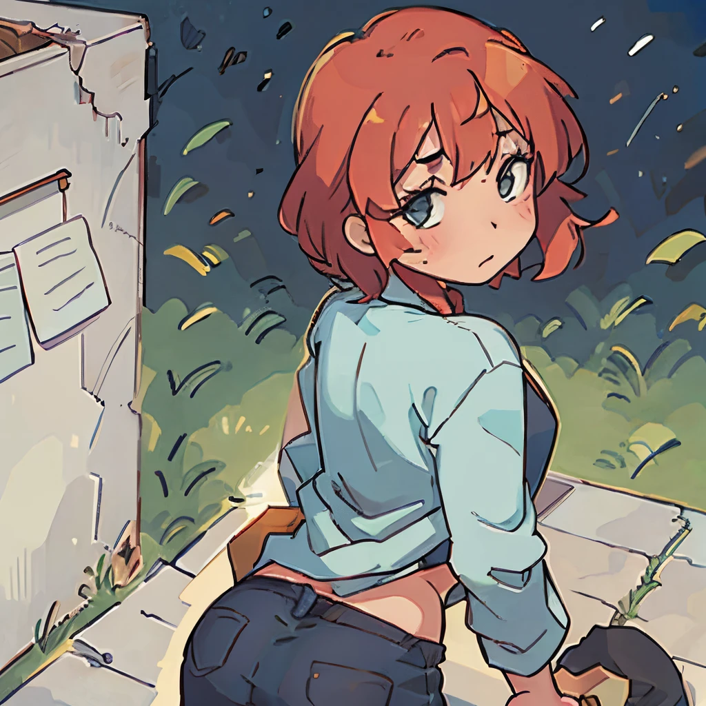 4k quality, masterpiece, best quality, perfect anatomy, perfect anime photograph, girl, from behind, bent over