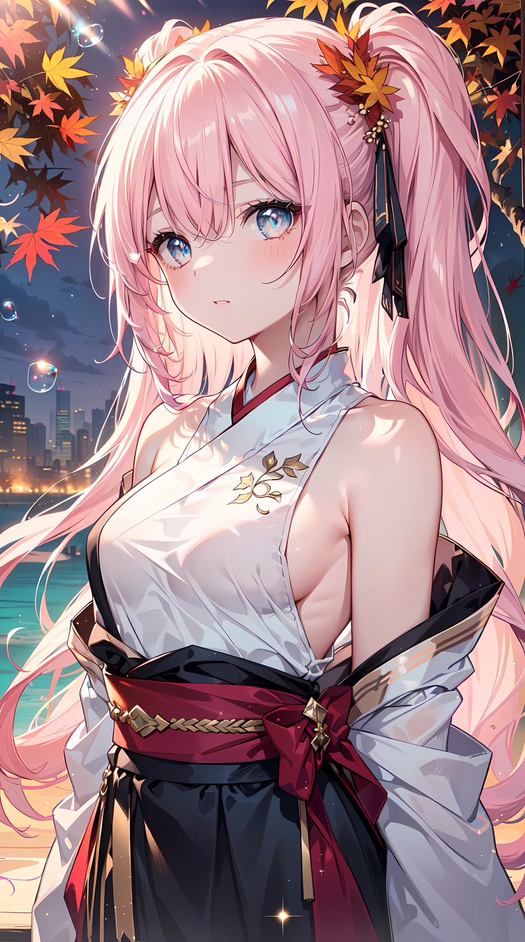 (masterpiece)、(highest quality)、((Super detailed))、(super delicate)、naughty chinese princess、Pastel colors hair、beautiful breasts、gorgeous castle、Fantastic starry sky、aurora