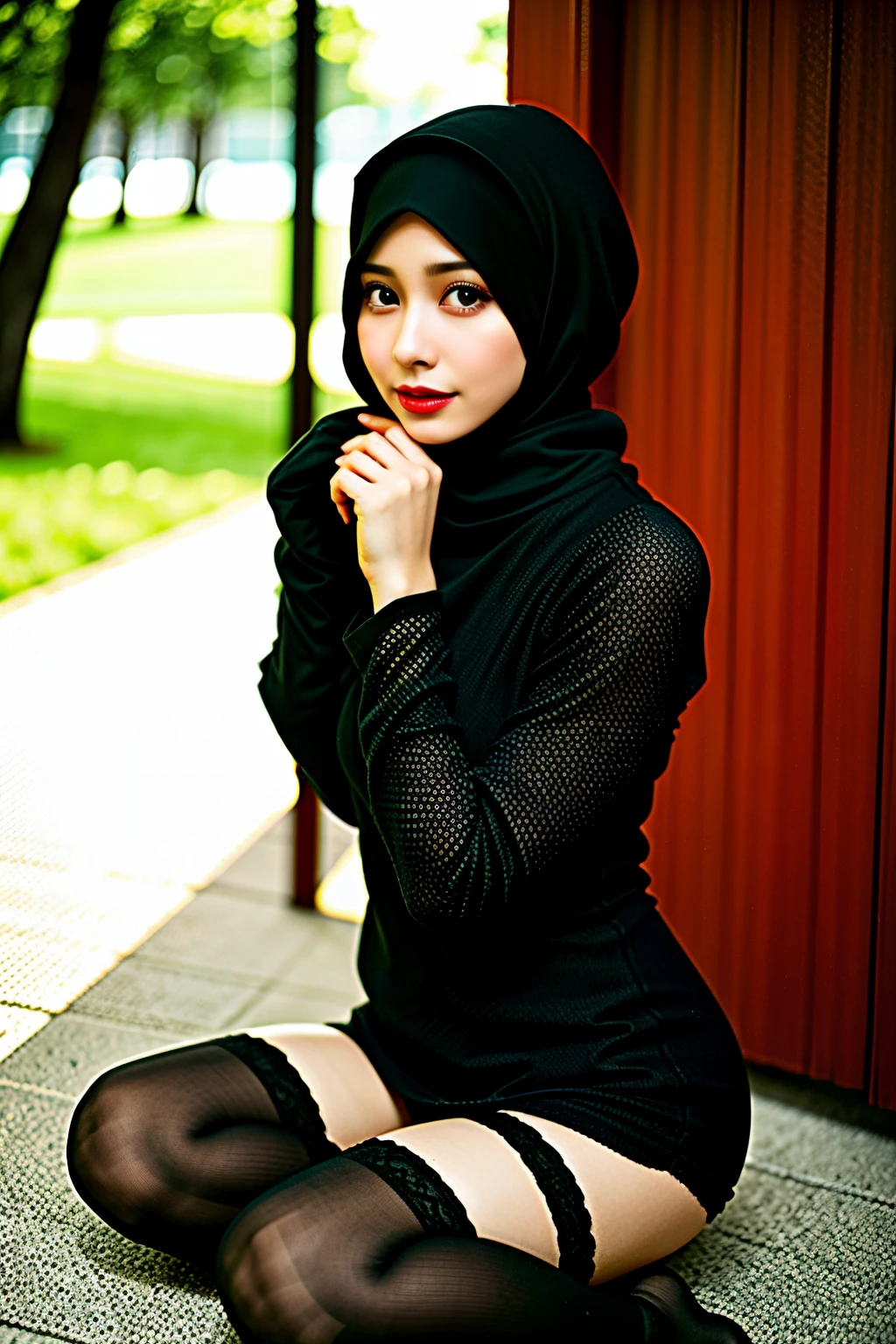 *Muslim Slut wears sexy stockings under hijab
