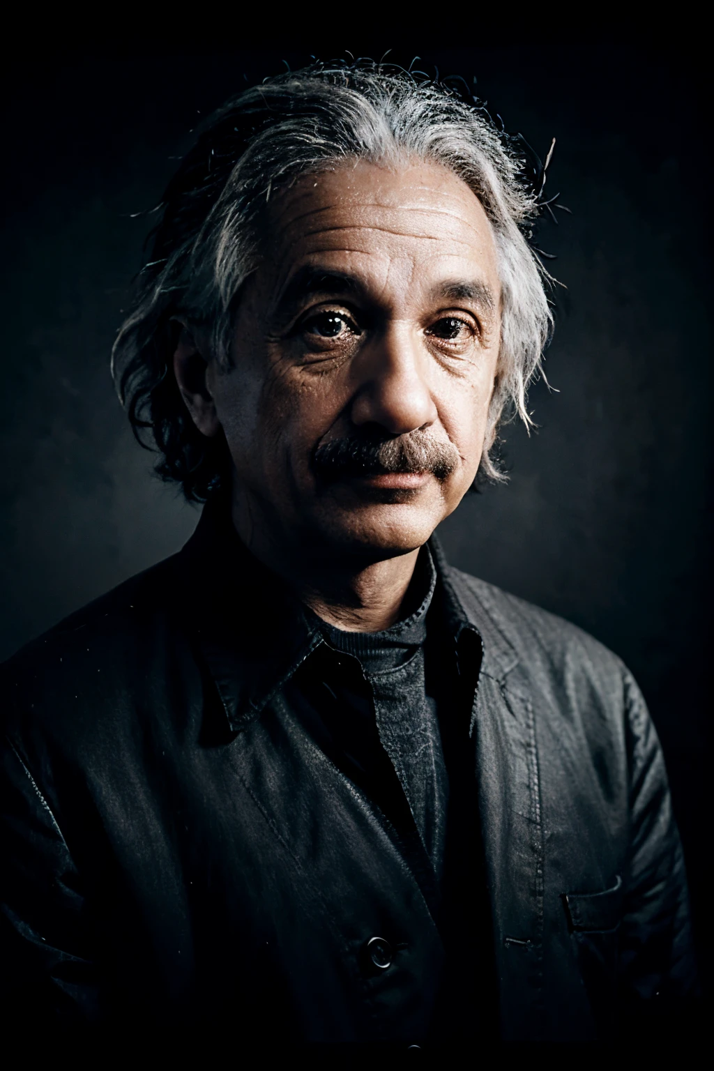 albert einstein，with black background