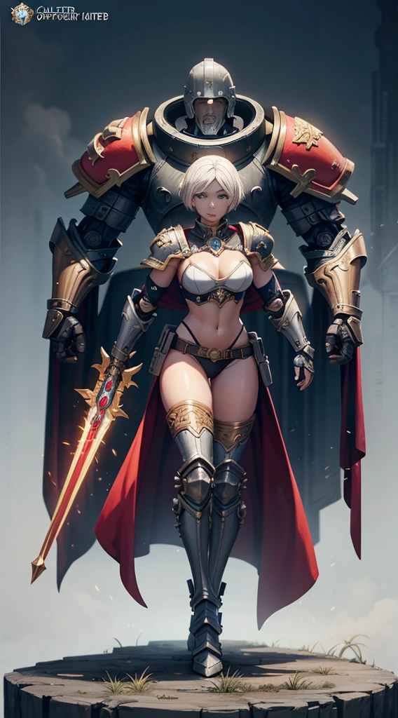 Close-up of a woman dressed in black and white, Armor Girl, biomechanical oppai, glossy white armor, bikini armor, bikini armor, Anime goddess, pvc armor, fus rei, Female action anime girl, gynoid body, cushart krentz, oppai, bikini armor, Anime girl, Shiny plate armor，fantasy paladin woman, warhammer 4 0 k fantasy, picture of female paladin, Warhammer fantasy art, warhammer 4 0 k artwork，warhammer 4 0 k artwork,  2b, High quality digital concept art, wh 4 0 k art, warhammer 4 0 k fantasy, warhammer 40k style, WH40K, w 4 0 k, warhammer art