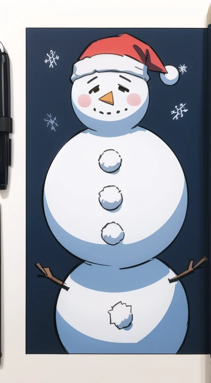 (Sketch) (Manga style) Christmas Snowman, ((doodles)), simple background