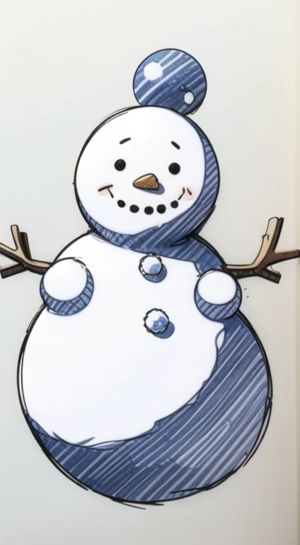 (Sketch) (Manga style) Christmas Snowman, ((doodles)), simple background