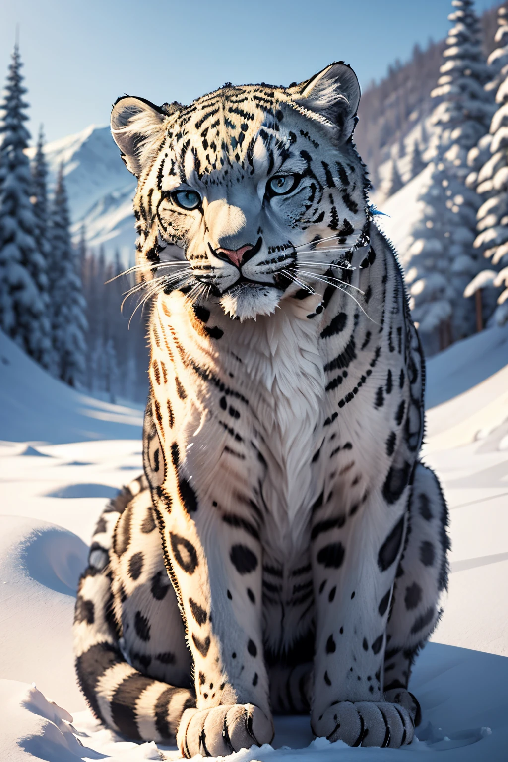 snow leopard, masterpiece, best quality, super detail